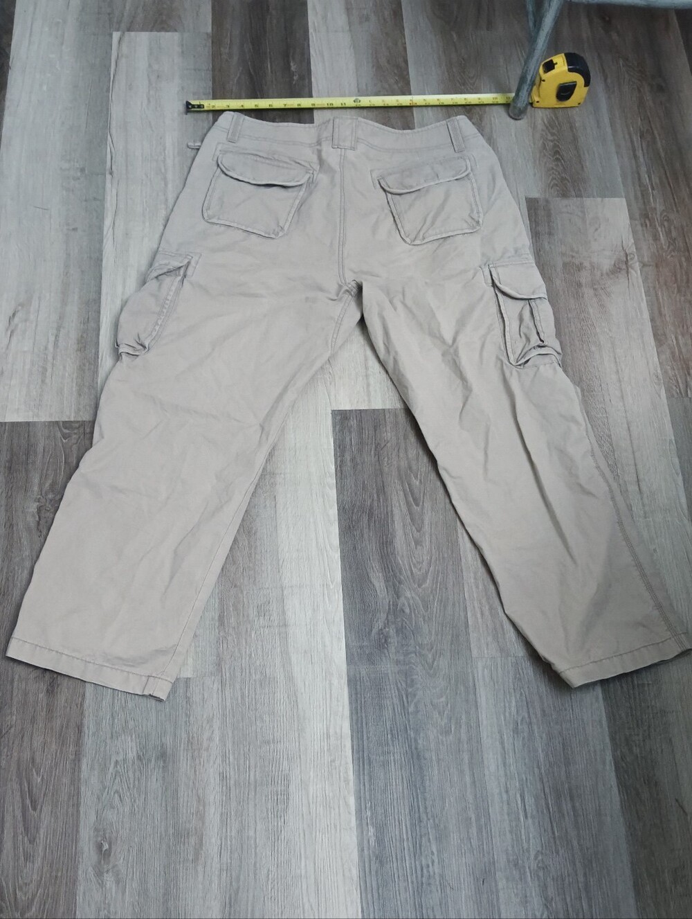 Men's Vintage Y2K Size 38/29 Beige Cargo Pants with Multiple Pockets